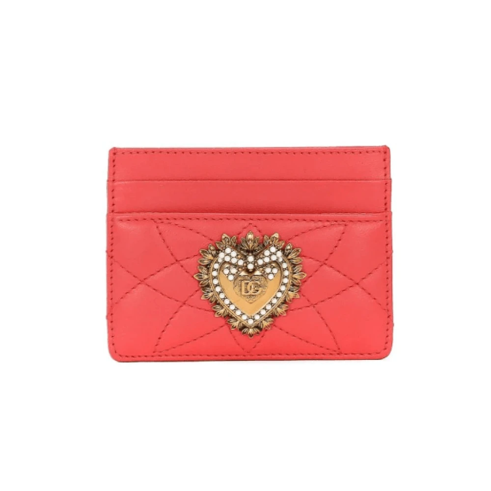 Dolce & Gabbana Hart Motief Leren Kaarthouder Red Dames