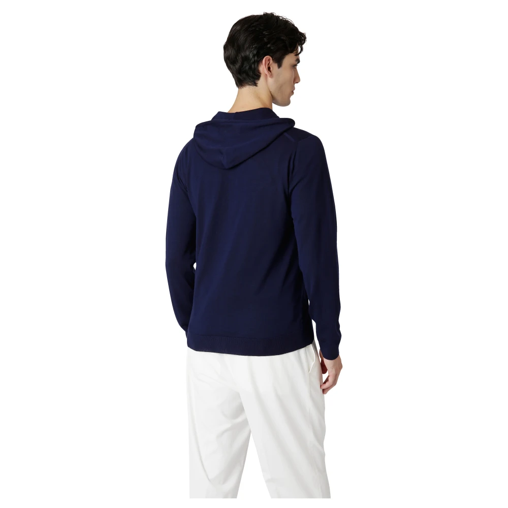 Eleventy Sportieve Full Zip Hooded Wollen Trui Blue Heren