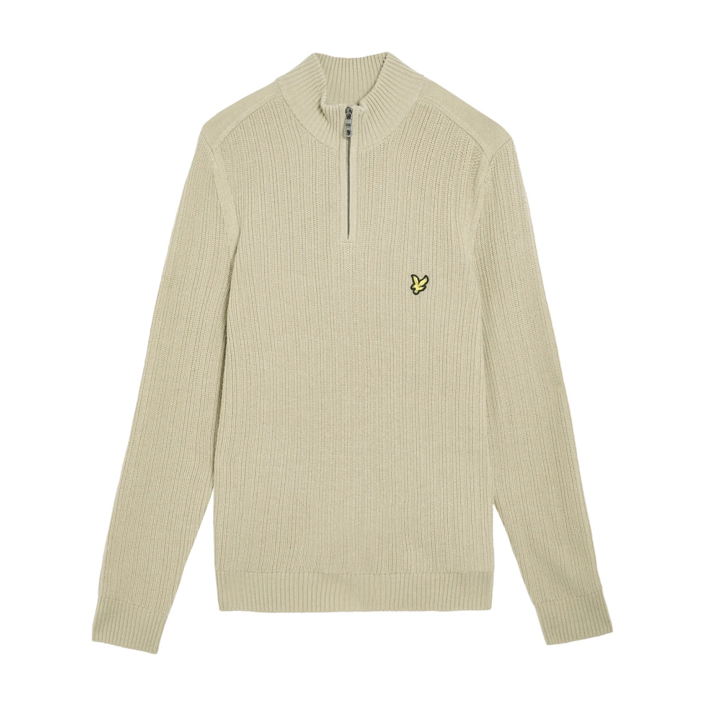 Lyle & Scott Mid Knits Geribbelde Quarter Zip Trui Beige Heren