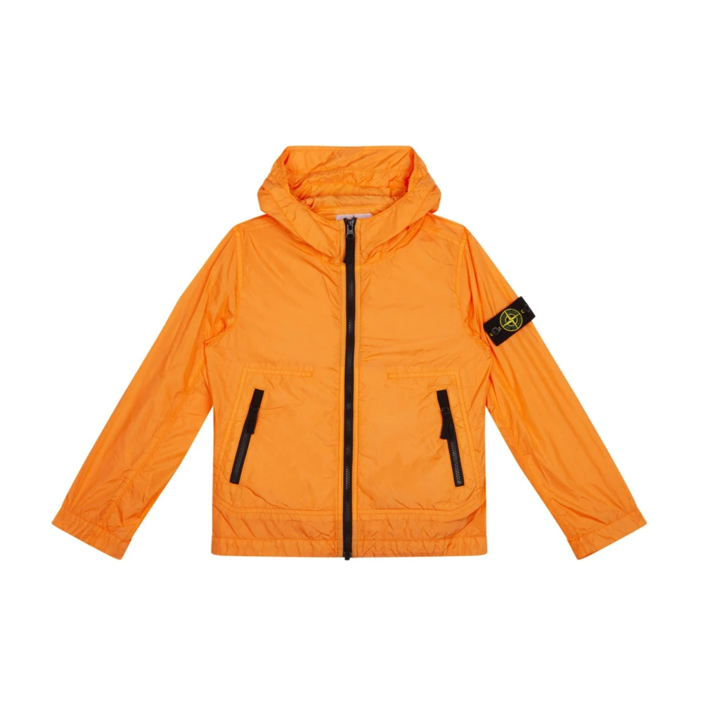 Stone Island Orange Hoodie med Kompass Patch Orange, Pojke