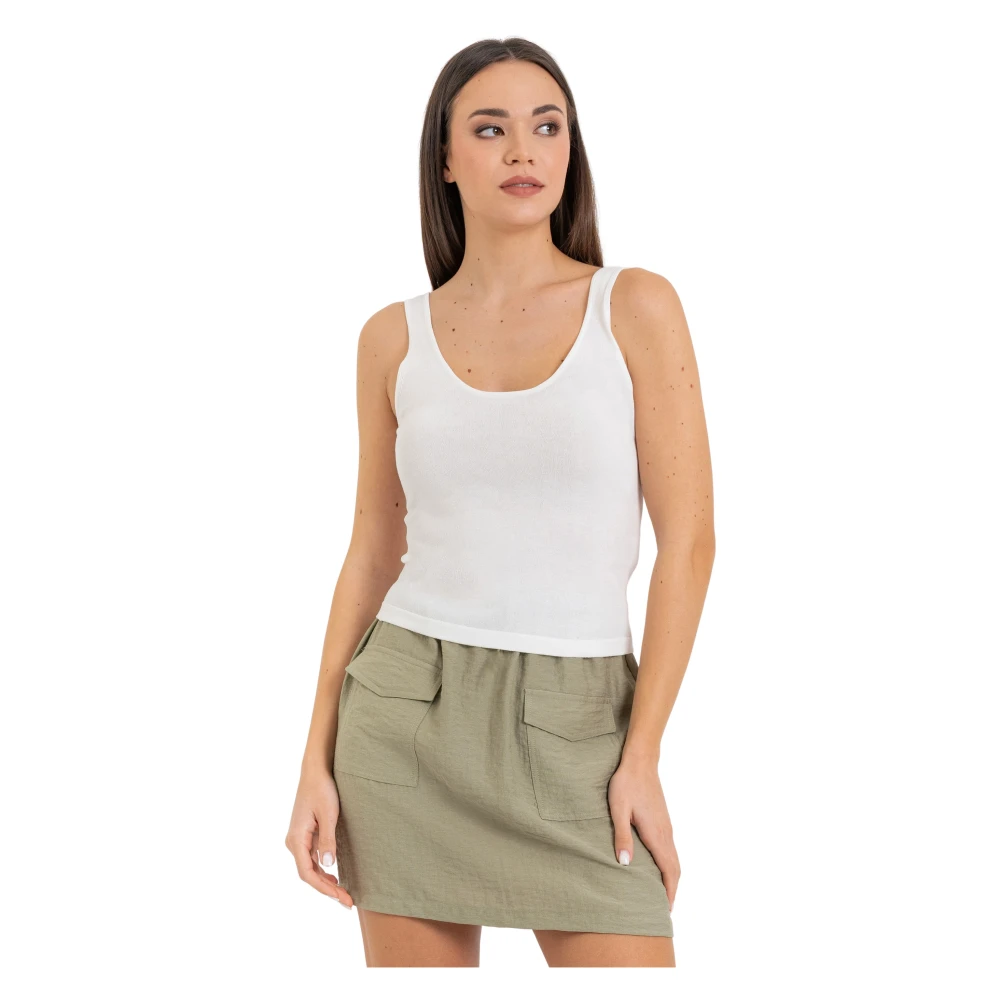 Kocca White Fitted Sleeveless Viscose Top - Female - Sleeveless Tops - Xl - Tops