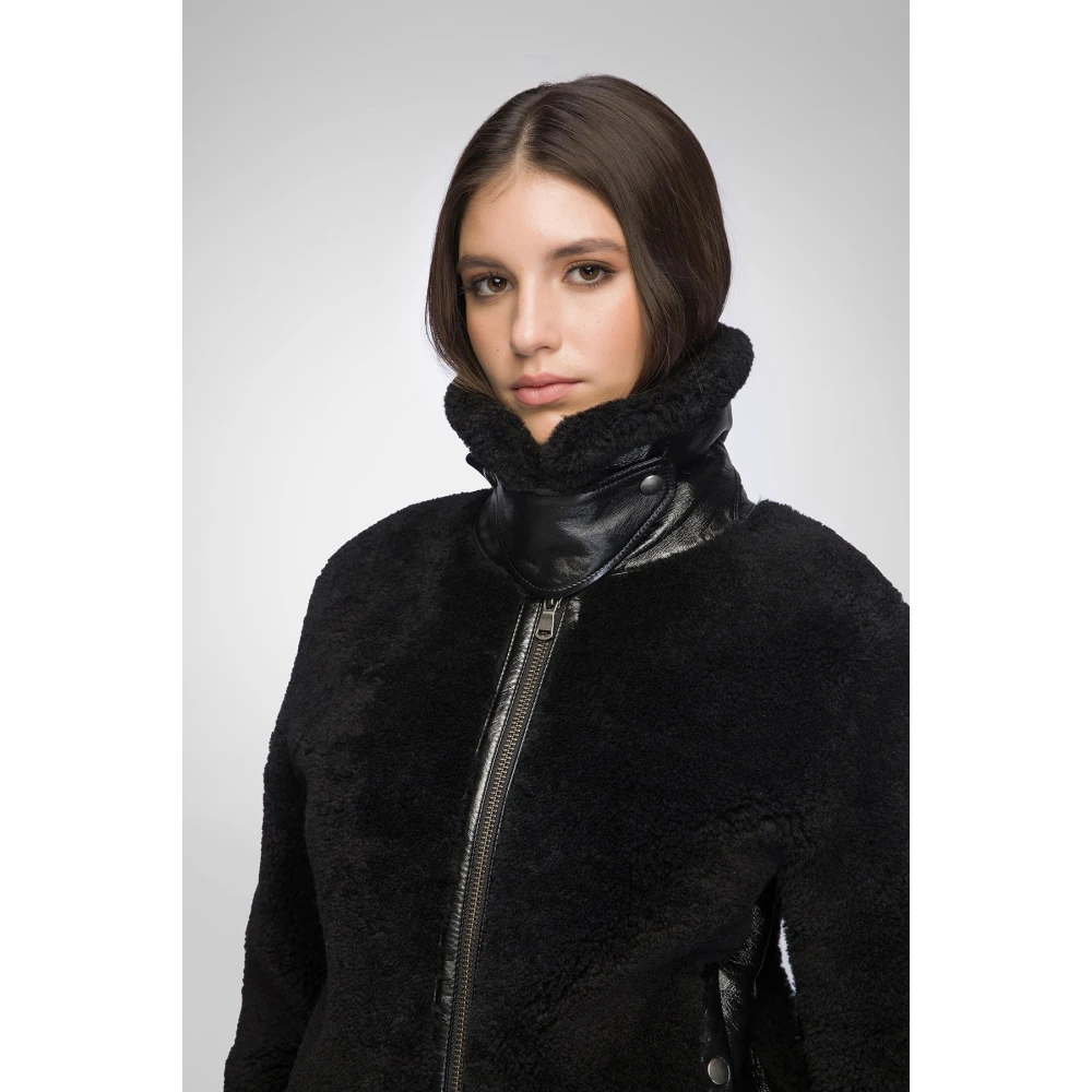 VSP Elise Zwarte Shearling Jas Black Dames