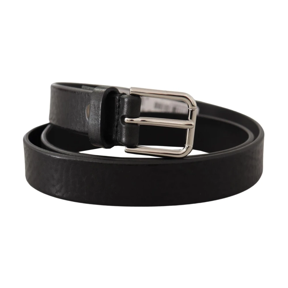 Dolce & Gabbana Elegant Black Leather Belt With Metal Buckle - Male - Belts - Black - One Size - Accessories - Image 3