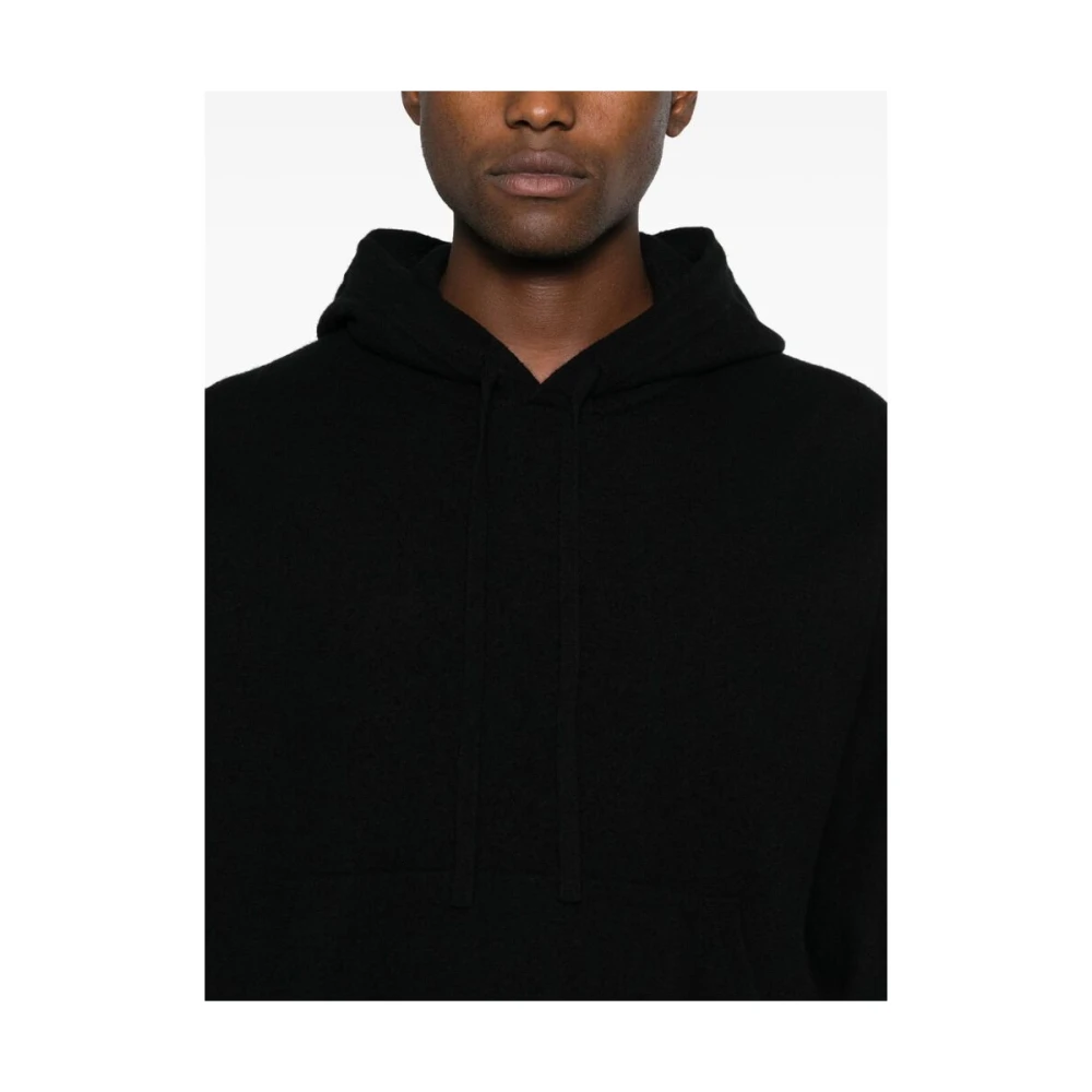 Roberto Collina Zwarte Merinowol Hoodie Trui Black Heren