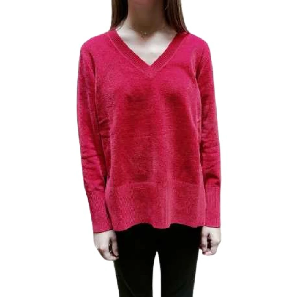 RRD Rode V-hals Chenille Sweater voor Vrouwen Red Dames