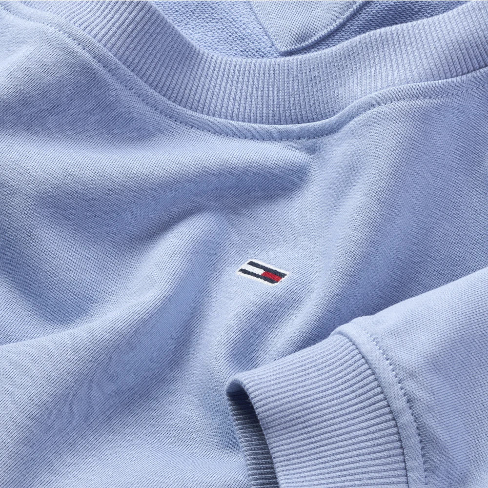 Tommy Jeans Blauwe Crop Sweater Boothals Ballonmouwen Blue Dames