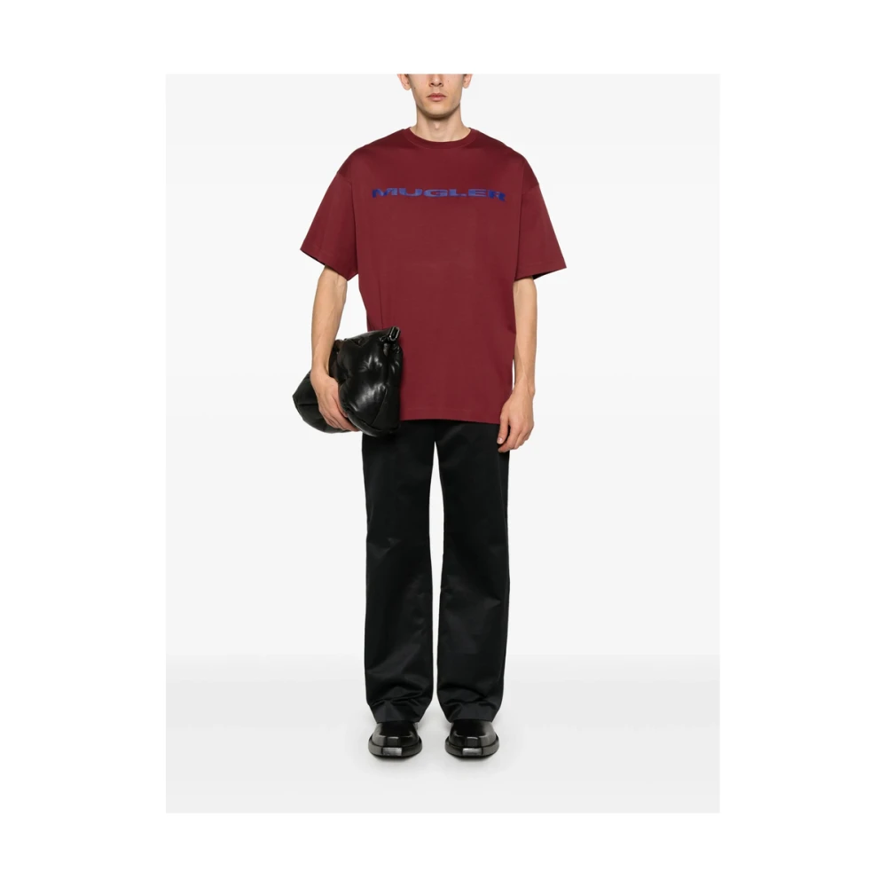 Mugler Bloedrode Crew Neck T-shirt Red Heren