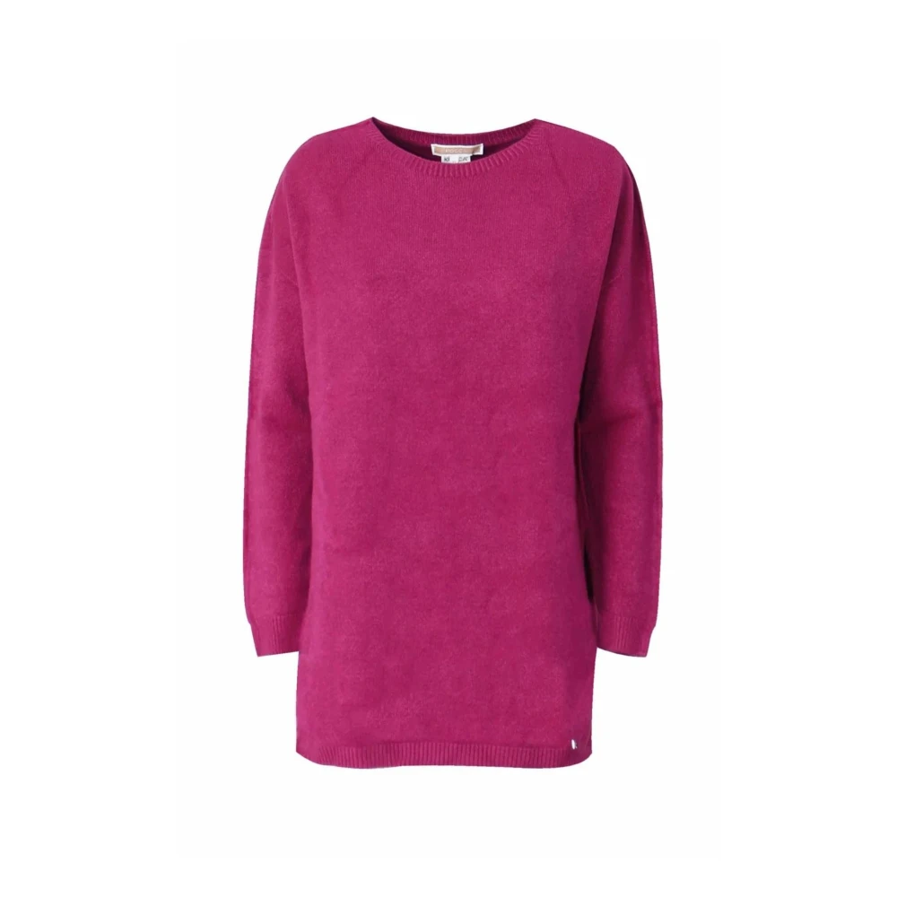 Kocca Lange Damesweater met Zijdelingse Splitten Pink Dames