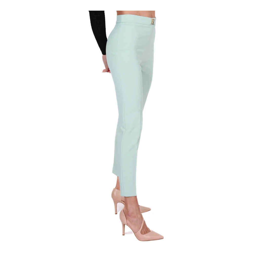 Elisabetta Franchi Groene Sigarettenbroek in Crêpe Green Dames