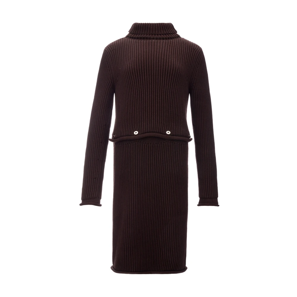 Bottega Veneta Chunky Cotton Ribbed Dress Brown Dames