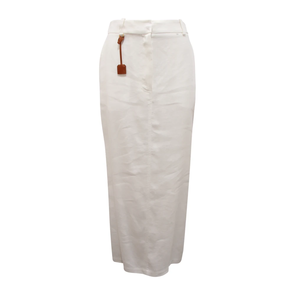 Elisabetta Franchi White Q3606 Linen Blend Skirt - Female - Midi Skirts - L - Skirts