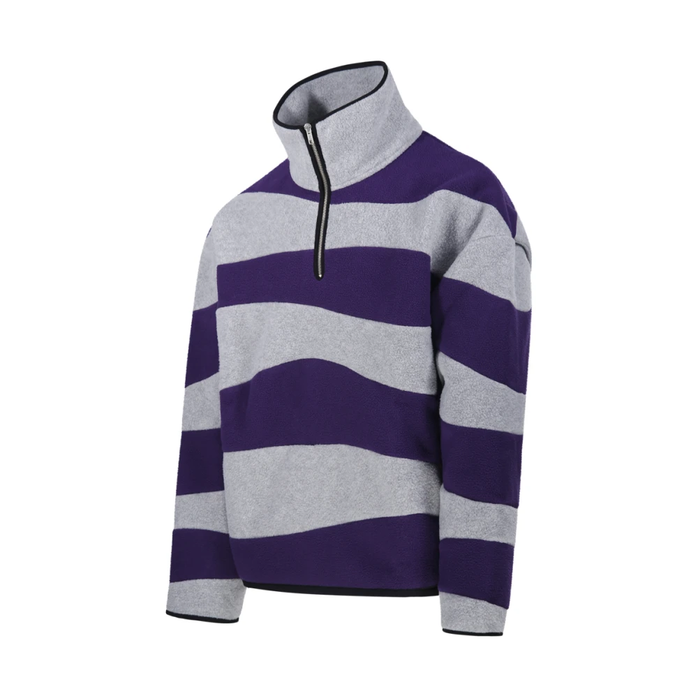 Bonsai Intarsio Halfzip Hoodie Sweatshirt in Paars-Grijs Multicolor Heren
