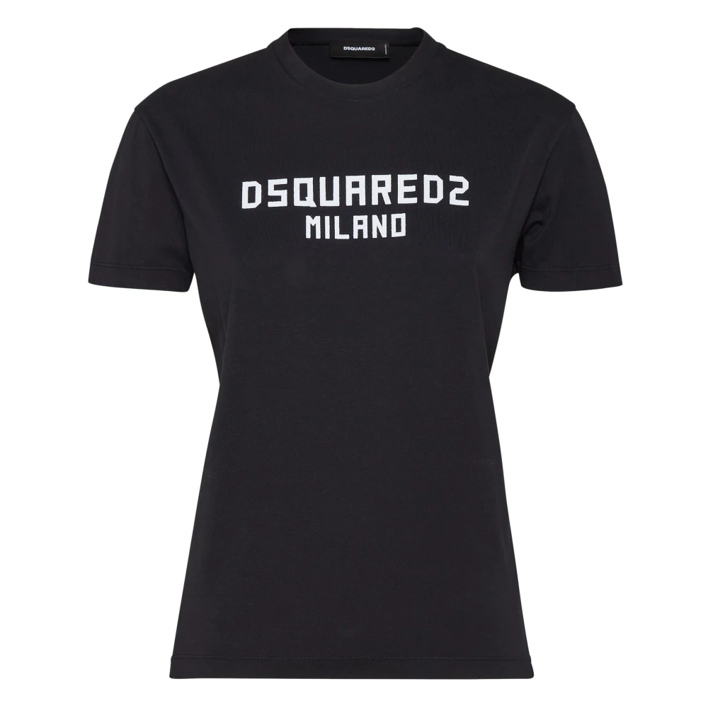 Dsquared2 Zwart en wit print T-shirt Black Dames