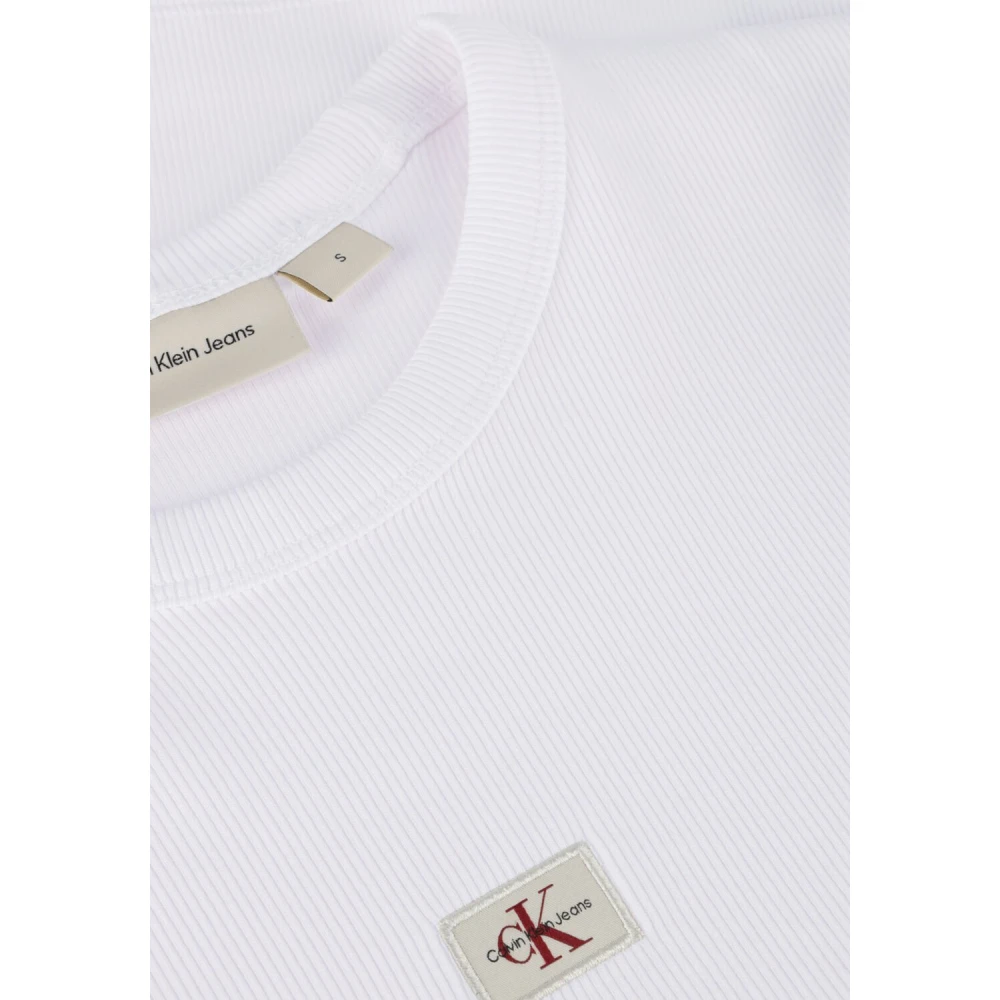 Calvin Klein Rib Fitted Tee Tops & T-shirts White Dames
