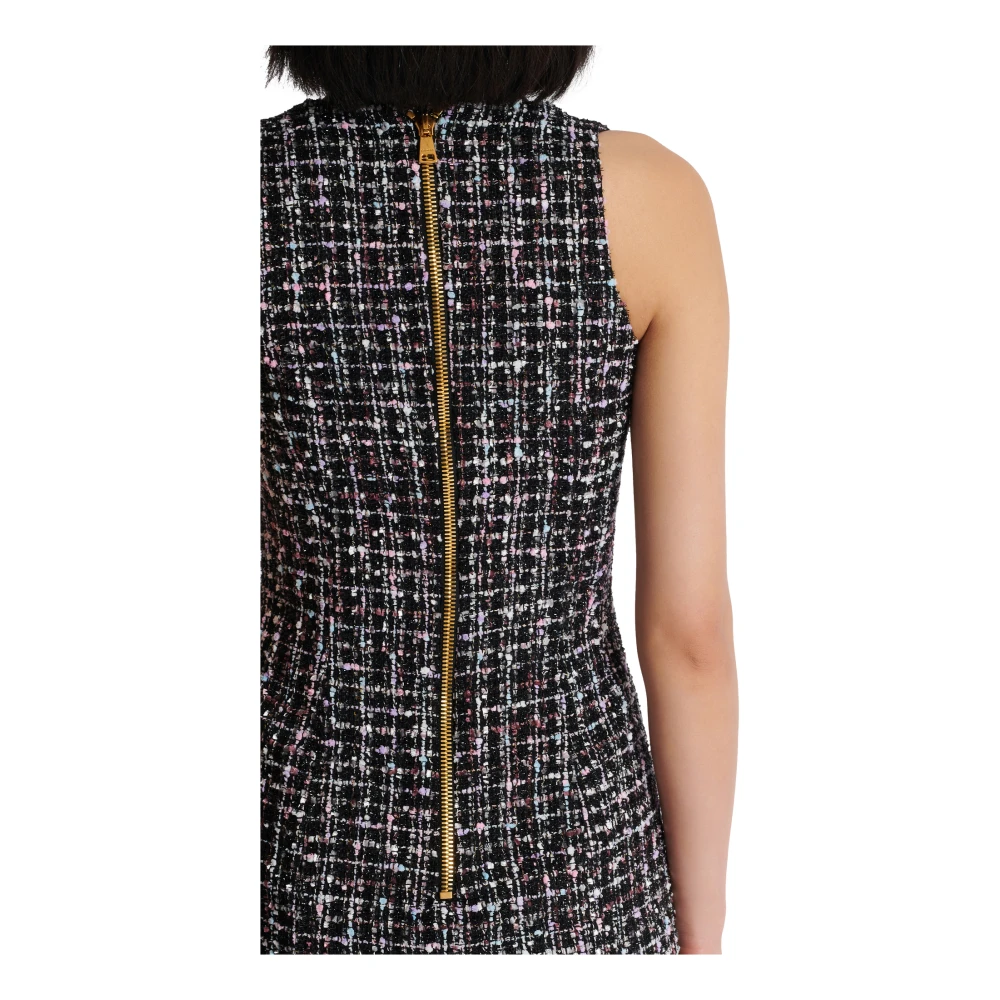 Balmain Korte tweedjurk met knopen Black Dames