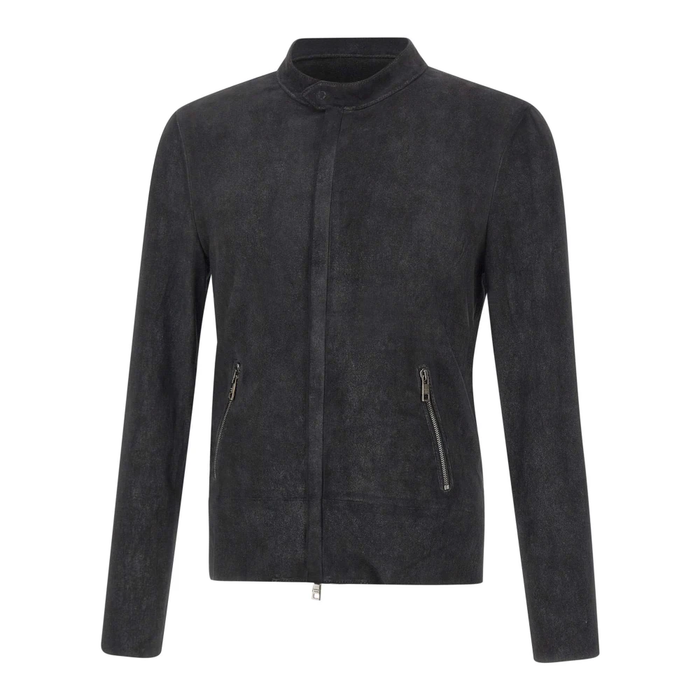 Giorgio Brato Men's Black Stretch Biker Jacket - Leather Jackets - M - Jackets