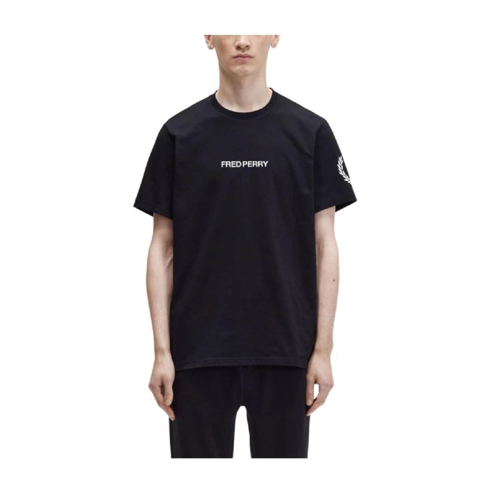 Fred Perry Grafisch T-shirt met iconisch logo Black Heren
