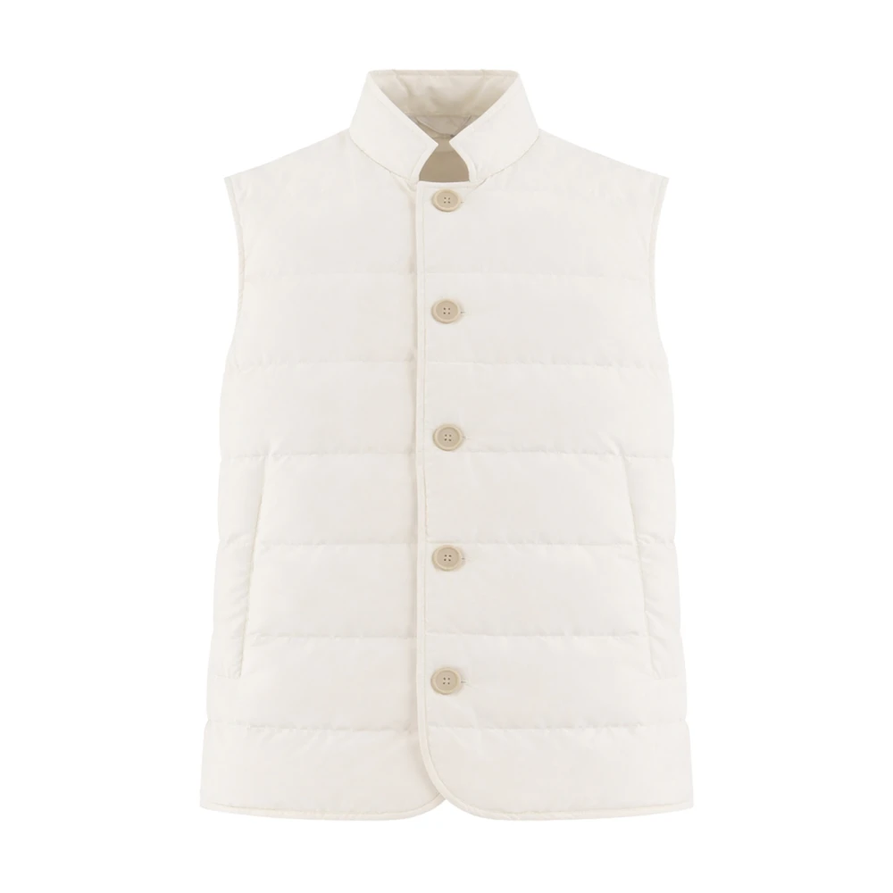 Eleventy Men's White Waistcoats, L, Quilted Vest