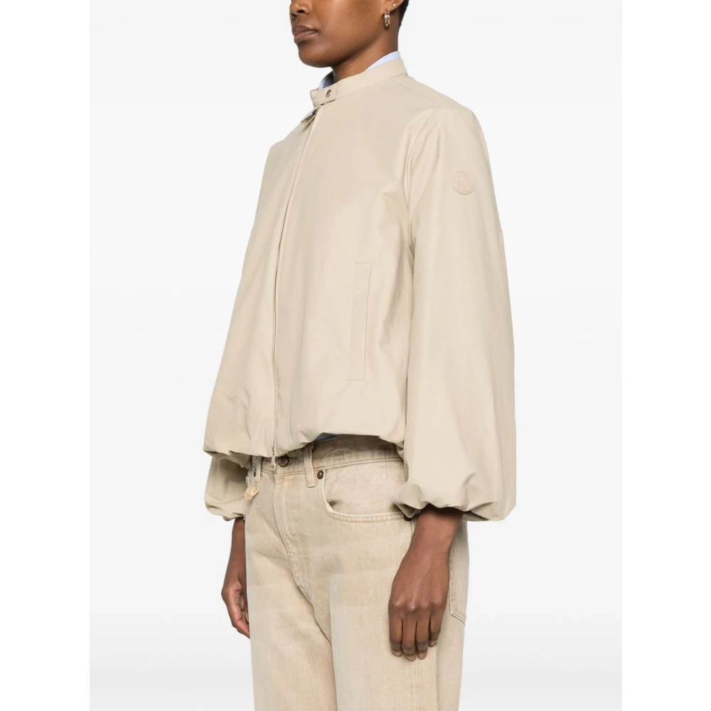 Moncler Beige Ritsjas Logo Patch Elastische Zoom Beige Dames