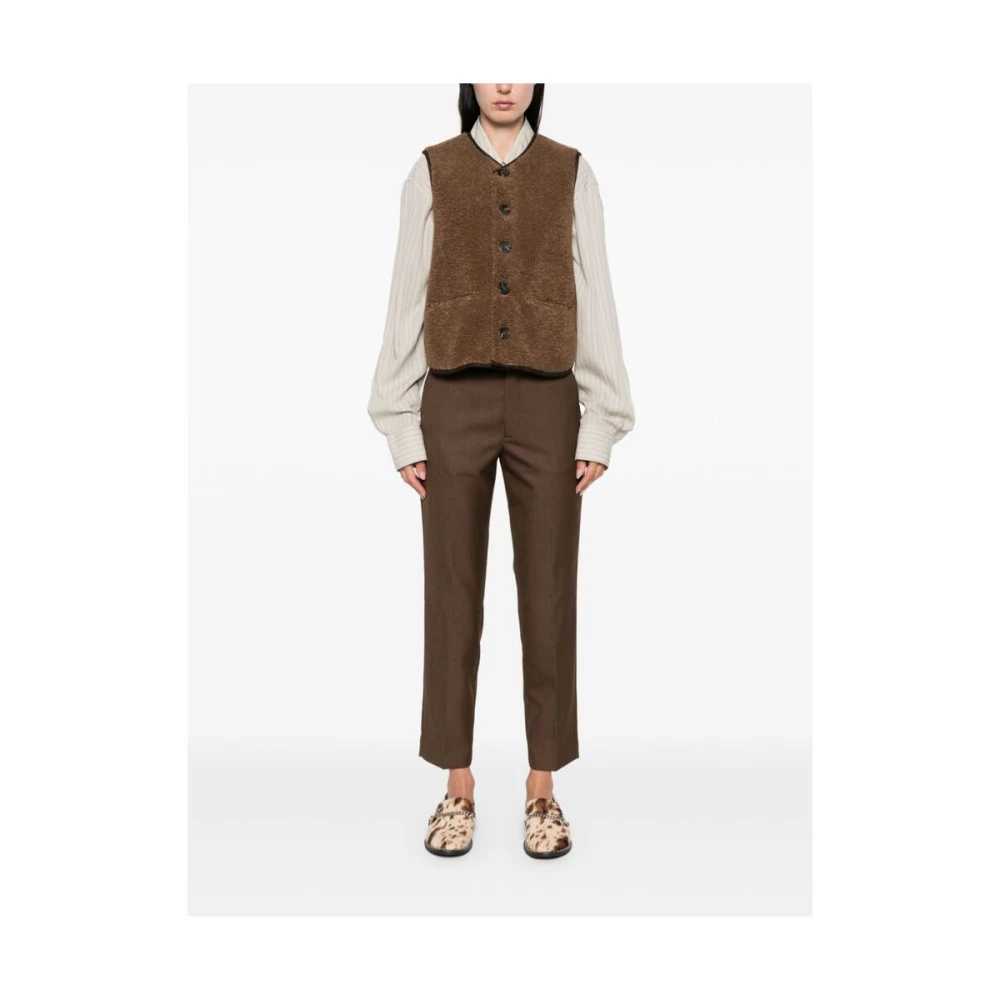 Soeur Bruine Faux-Shearling Mouwloze Sweater Brown Dames