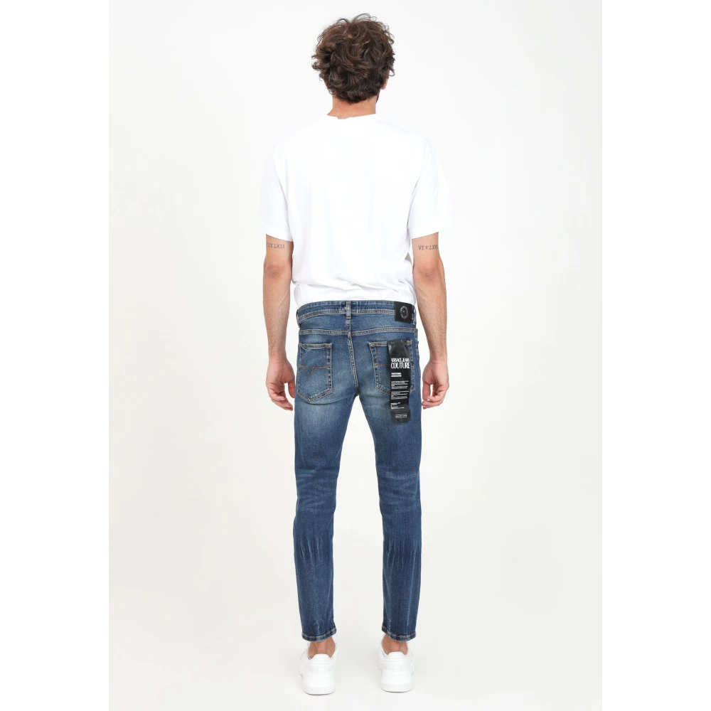 Versace Jeans Couture Blauwe Skinny Jeans V-Embleem Casual Blue Heren