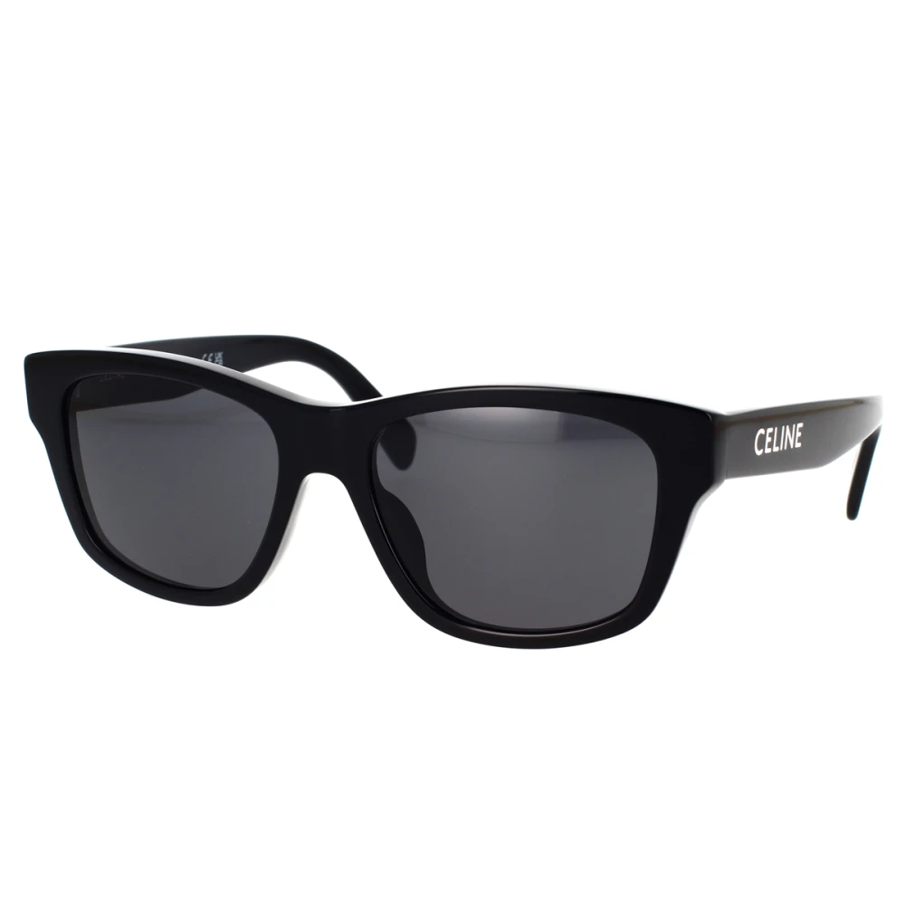 Celine Geometriska solglasögon med gråa linser och ikoniskt logotyp Black, Dam