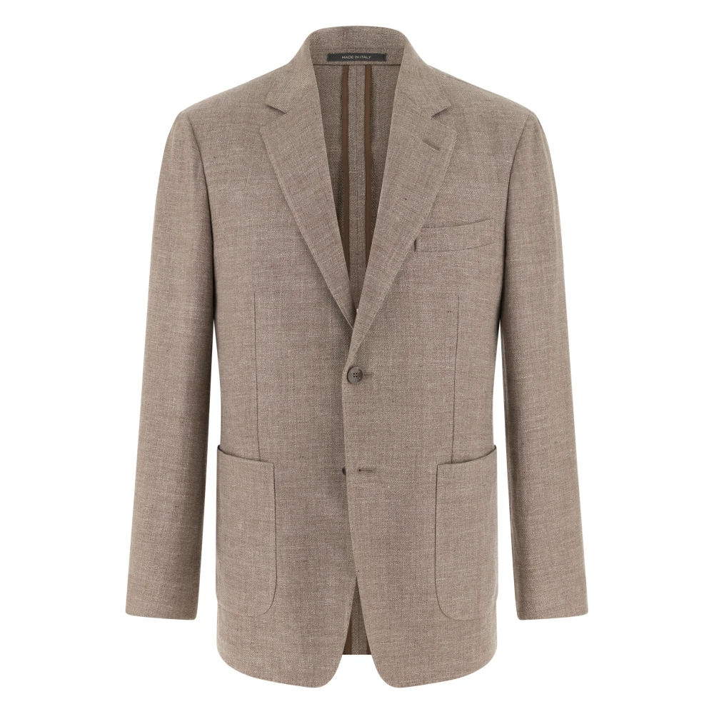 Boggi Milano Beige Kavaj I Ull, Linne Och Siden