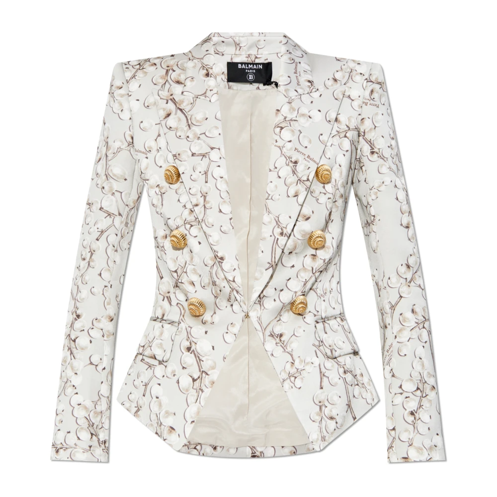 Balmain Satin blazer met print Gray Dames
