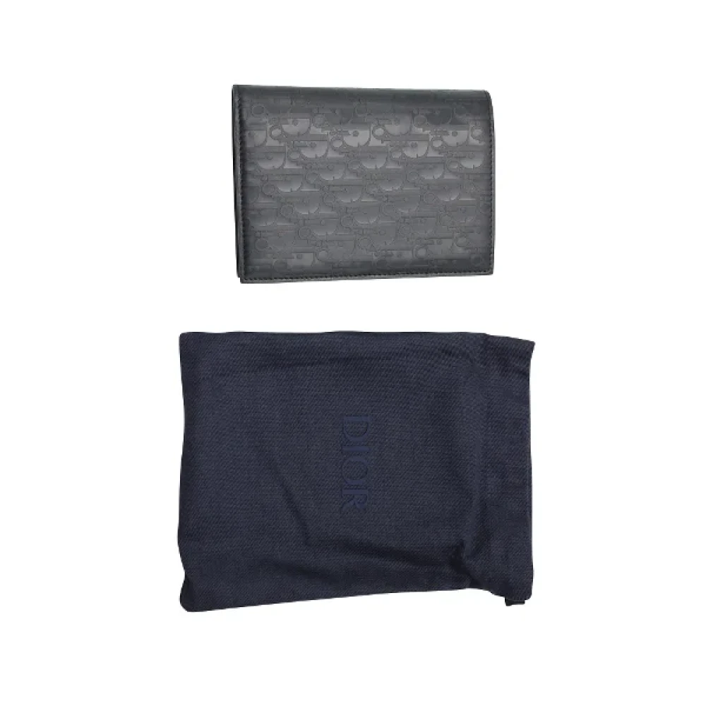 Dior Vintage Pre-owned Leather wallets Blue Heren