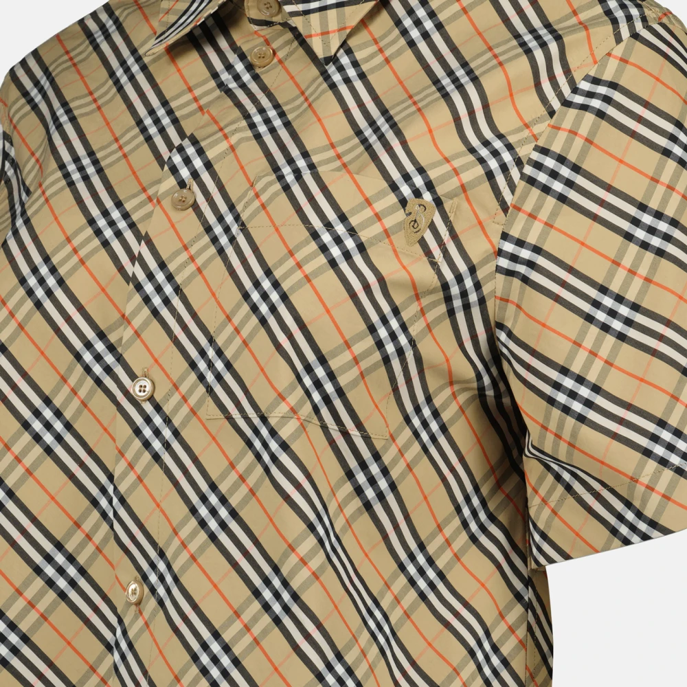 Burberry Geruite Crop Shirt Vintage Stijl Beige Dames