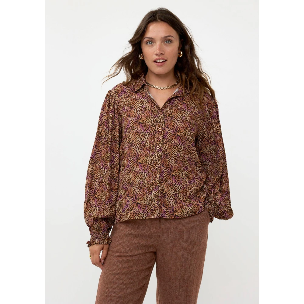 Ydence Lange Mouw Blouse Alyssa Brown Dames