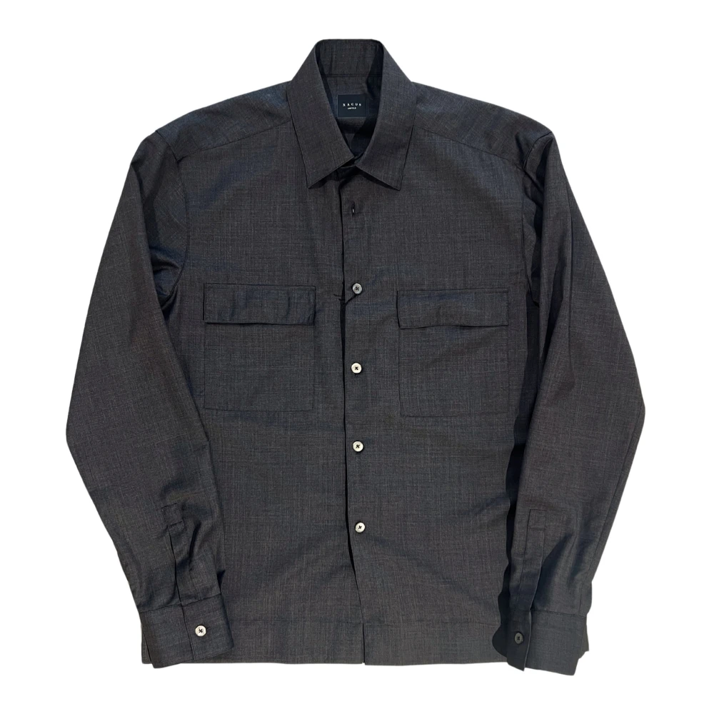 Xacus Men's Gray Casual Shirts, M, Grey Regular Overshirt Unfold Line