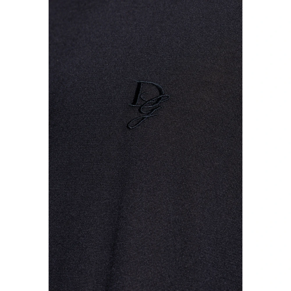 Dolce & Gabbana Zijden trui met geborduurd logo Blue Heren