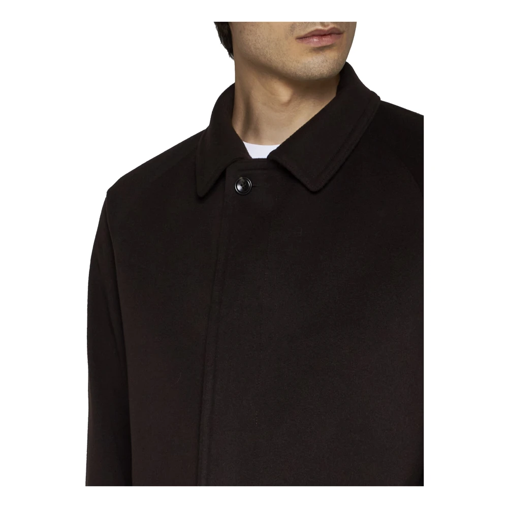 Tagliatore Bruine Klassieke Kraag Wollen Jas Brown Heren
