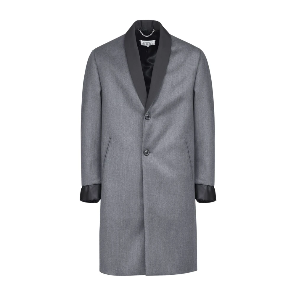 Maison Margiela Grijze Wol Gelaagde Jas Gray Heren