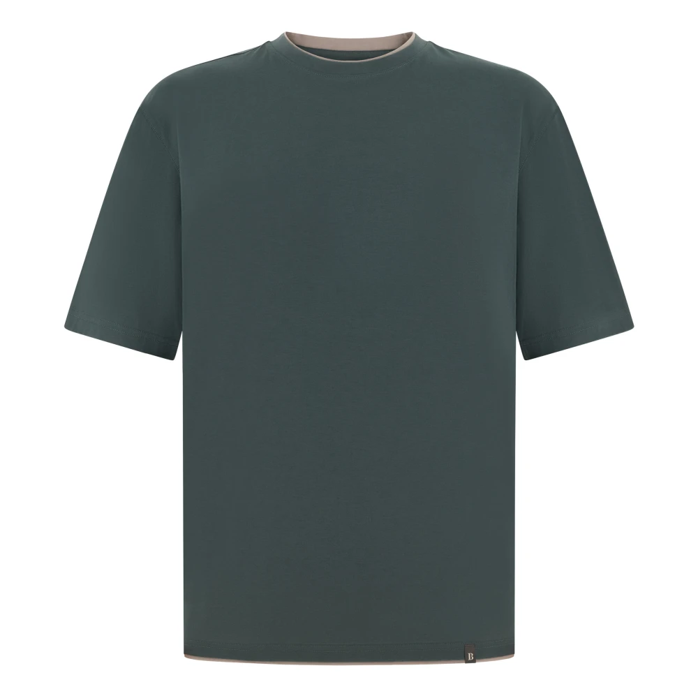 Boggi Milano Mannelijk Groente Tops Heren, Groen, 2XL, Katoen, Pima Katoen T-Shirt