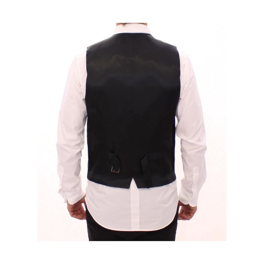 Dolce & Gabbana Grijze Gestreepte Jurk Vest met Logo Gray Heren
