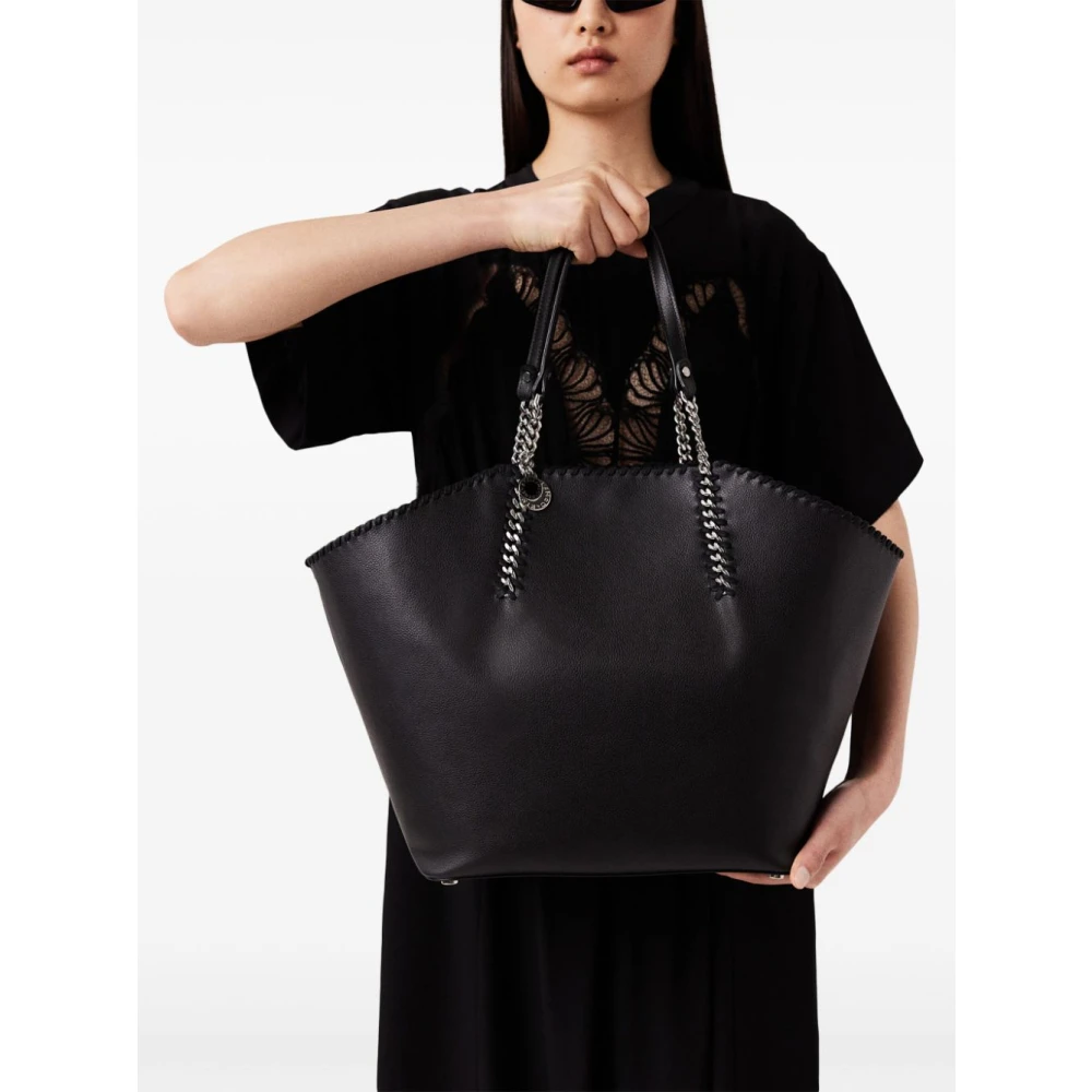 Stella Mccartney Gestructureerde Textuur Ketting-Schoudertas Black Dames
