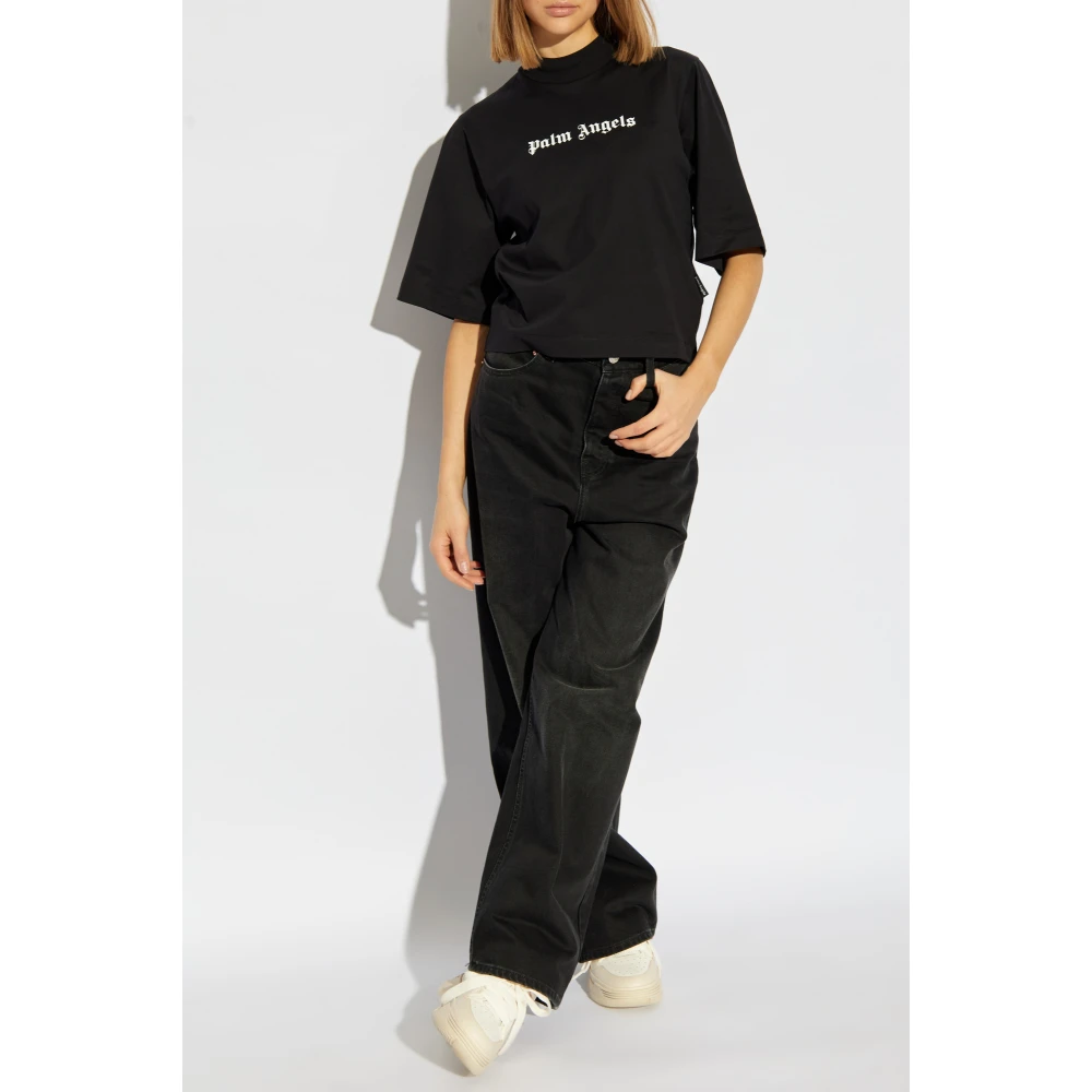 Palm Angels T-shirt met logo Black Dames