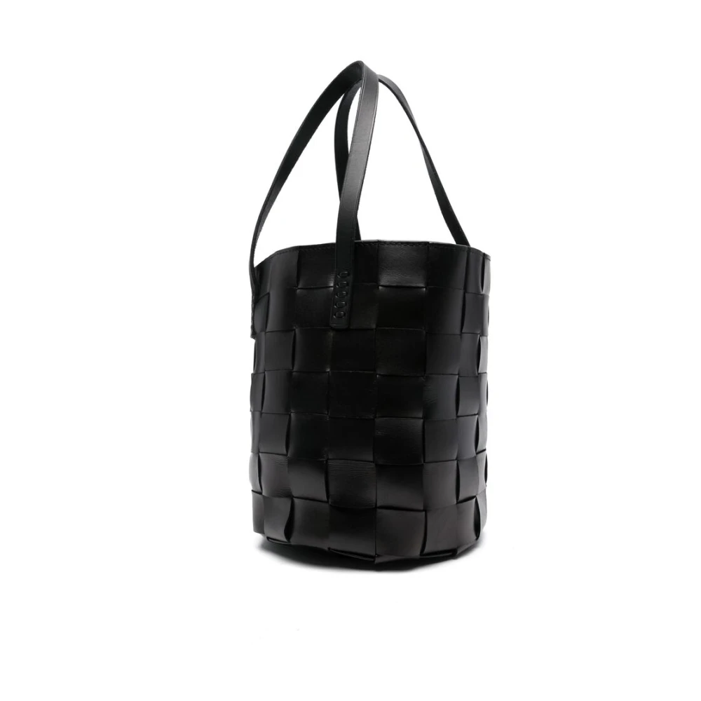 Dragon Diffusion Zwarte Cross-Woven Leren Trekkoordtas Black Dames