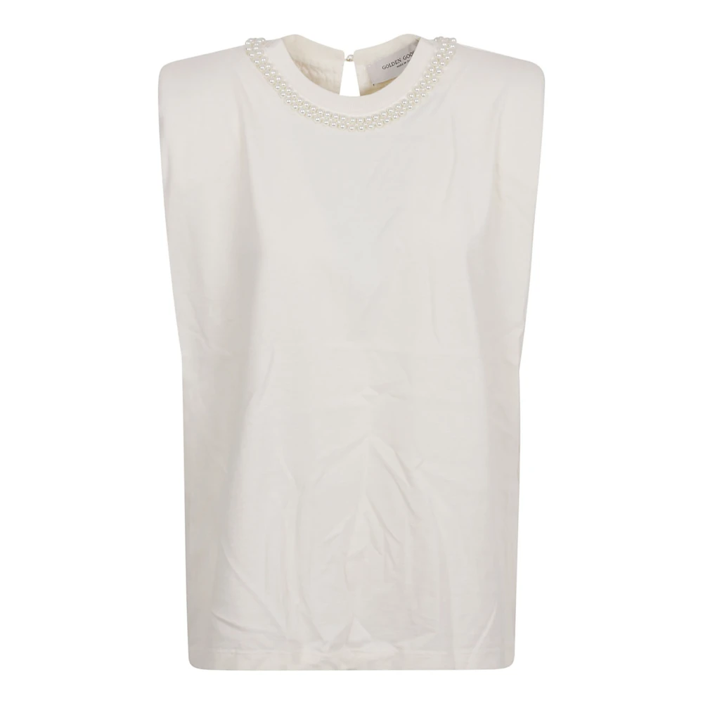 Golden Goose Mouwloos T-shirt met parelversiering White Dames