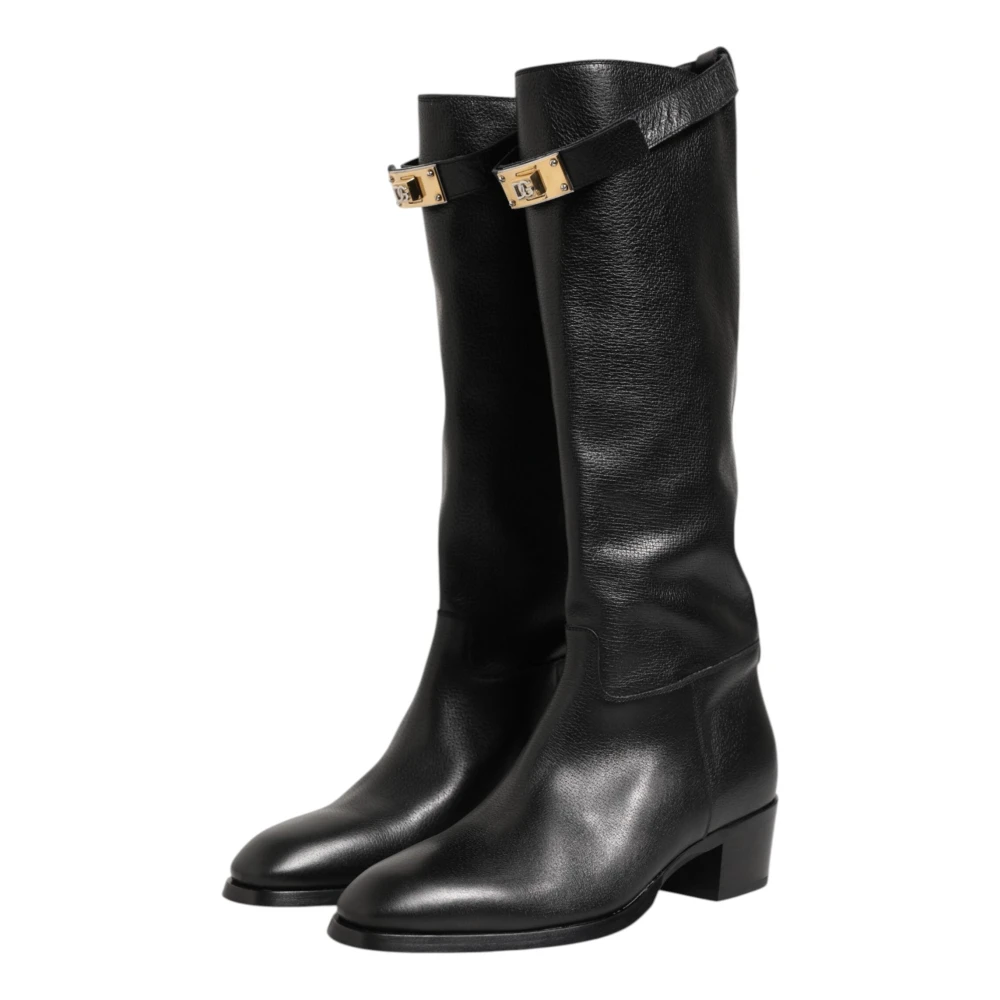Dolce & Gabbana Women's Black Cowboy & Biker Boots, 11 Uk, Over The Calf Boots