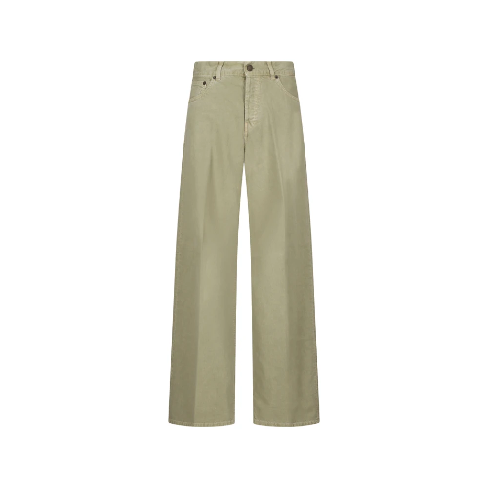 Haikure Women's Green Wide Jeans, W28, Twill Trousers For