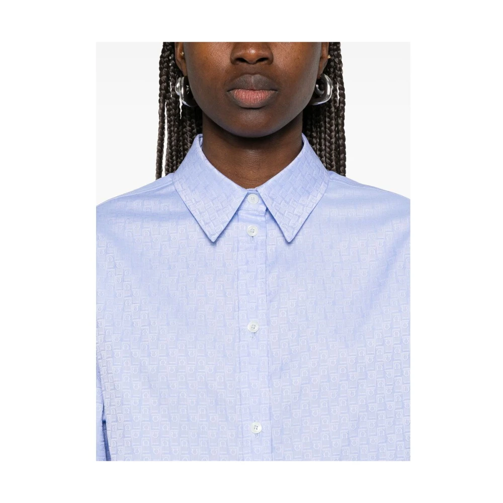 Salvatore Ferragamo Blauwe Oxford Button-Up Overhemd Blue Dames