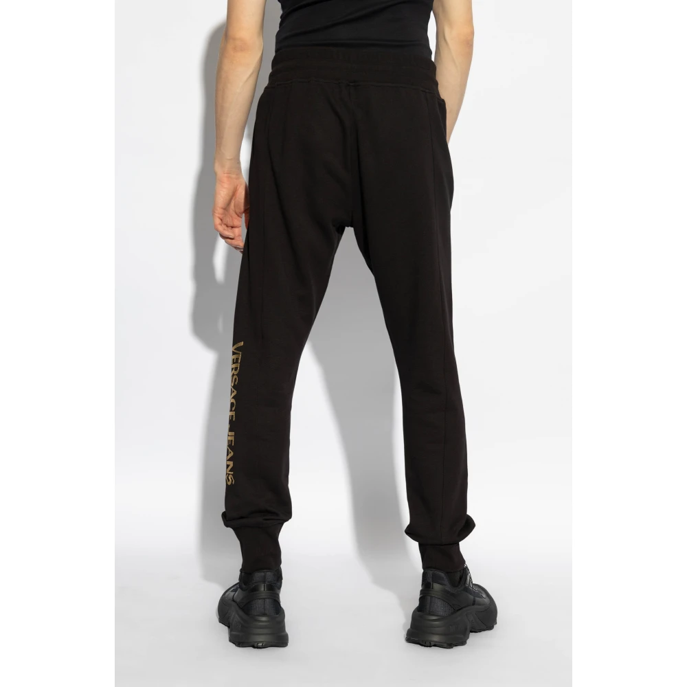 Versace Jeans Couture Sweatpants met bedrukt logo Black Heren