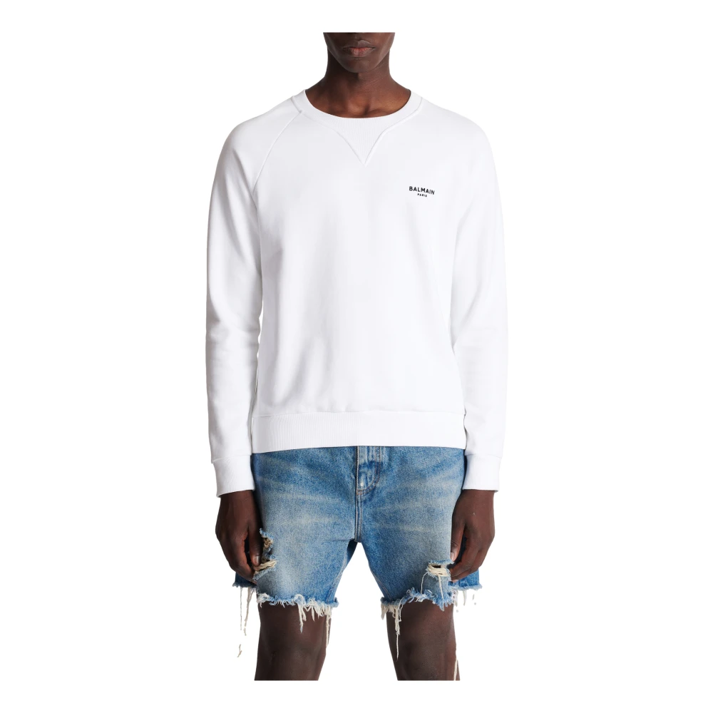 Balmain Paris flocked sweatshirt White Heren