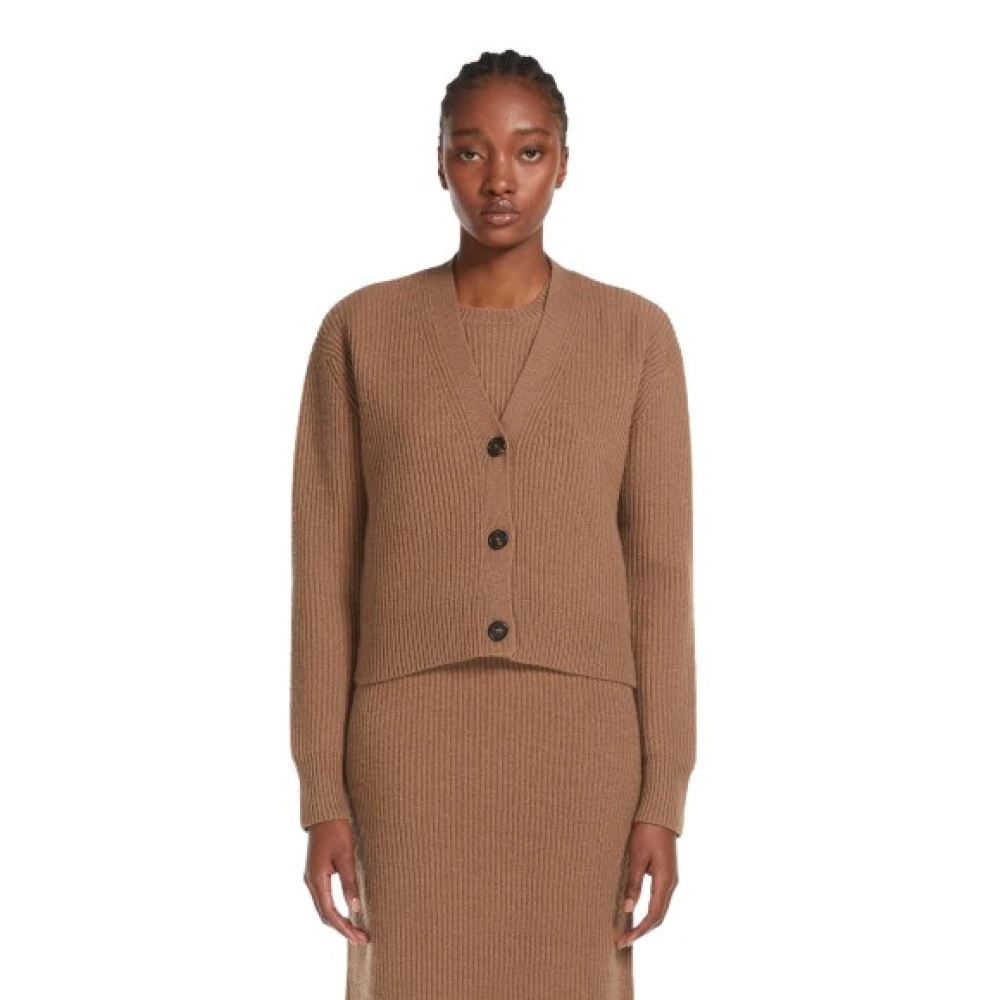 Max Mara Luxe Wol Kasjmier Kort Vestje Brown Dames