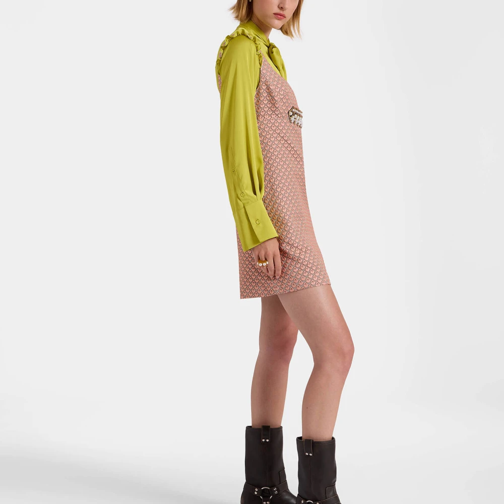 La DoubleJ Vierkante Hals Mini Jurk Pink Dames