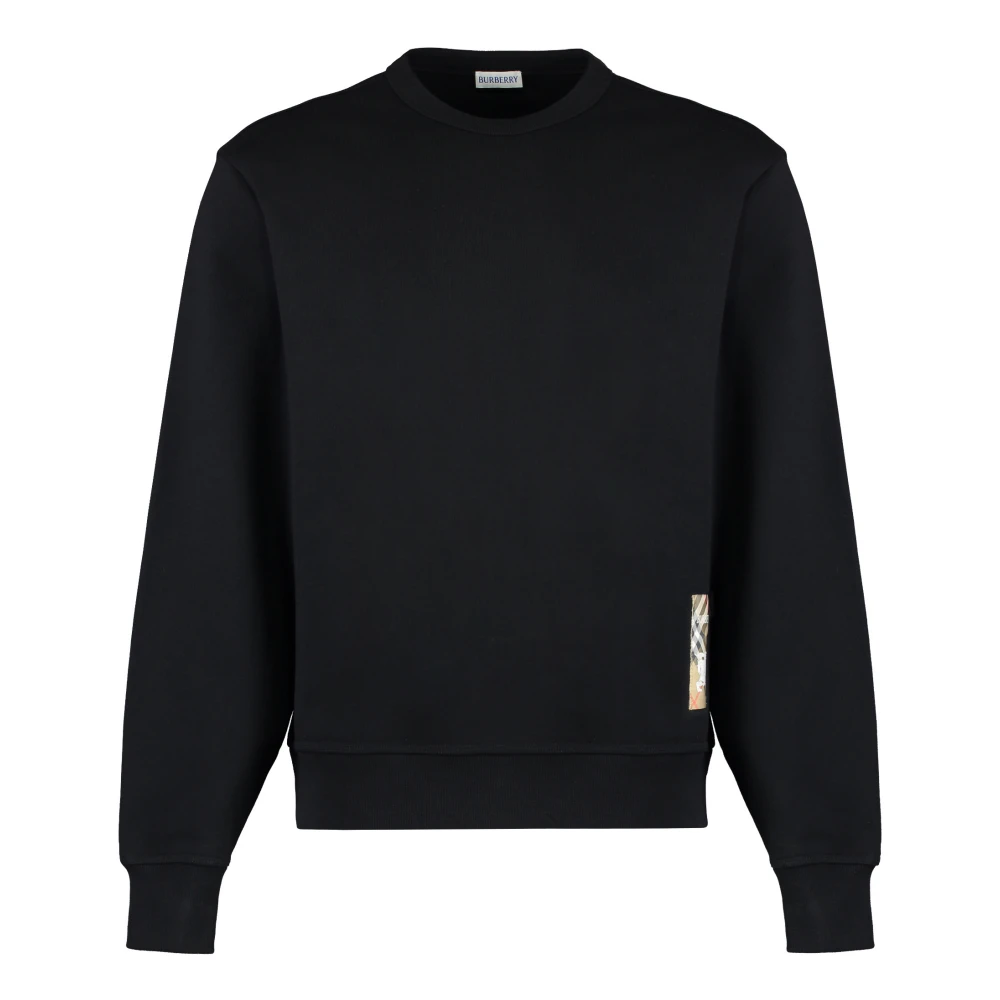 Burberry Men's Black Ribbed Crew-Neck Sweatshirt In Cotton Blend - Sweatshirts - L - Sweatshirts & Hoodies