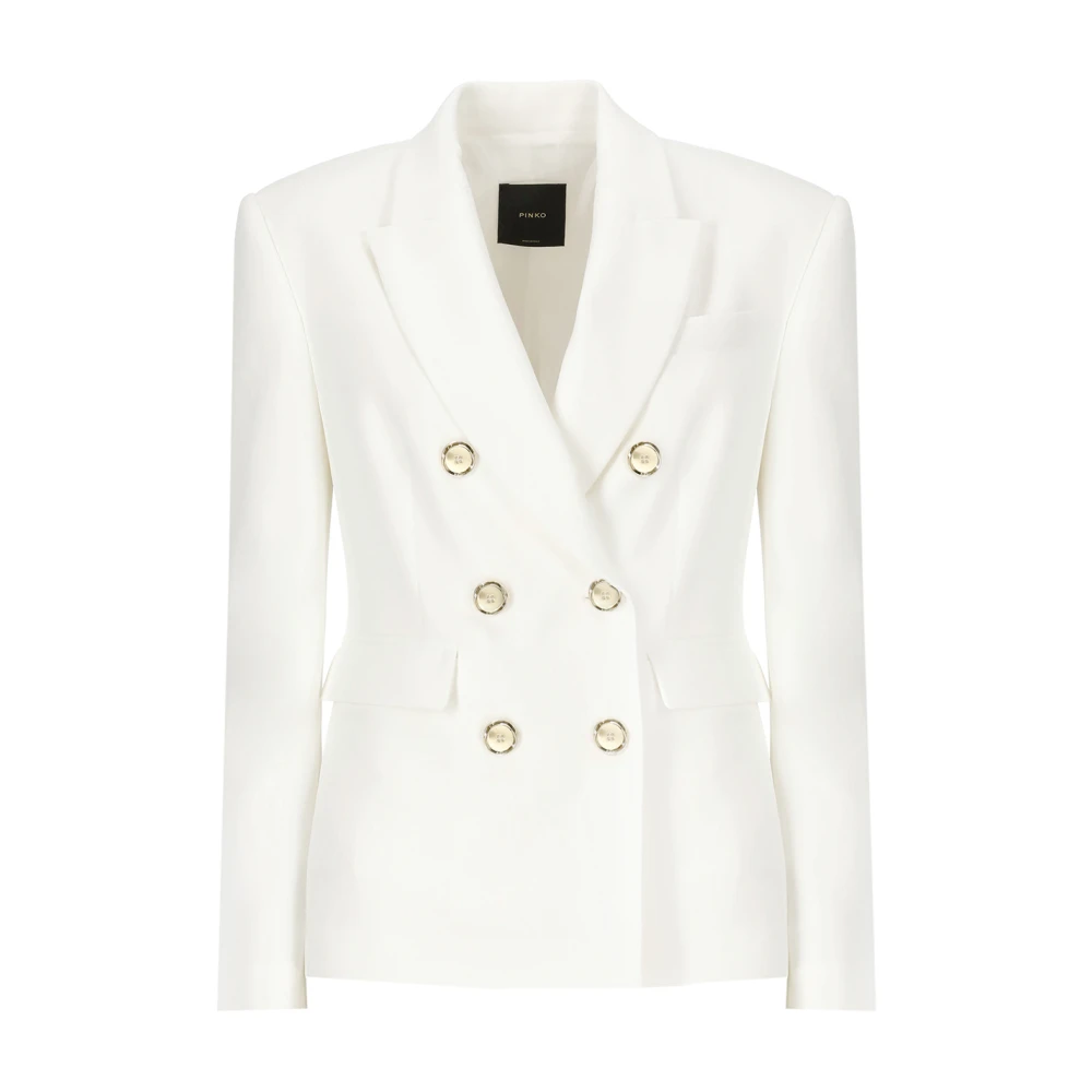 pinko Witte Double Breasted Blazer White Dames